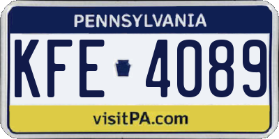 PA license plate KFE4089