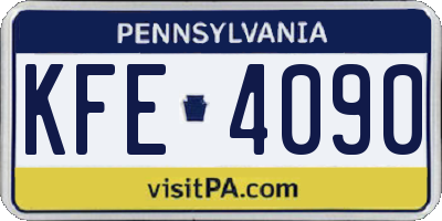 PA license plate KFE4090
