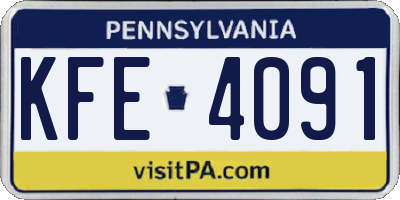 PA license plate KFE4091