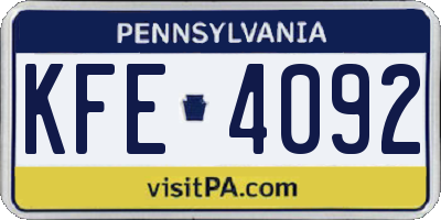 PA license plate KFE4092