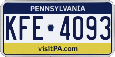 PA license plate KFE4093