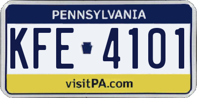 PA license plate KFE4101