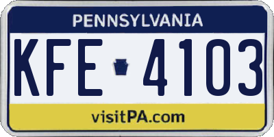 PA license plate KFE4103