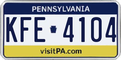 PA license plate KFE4104