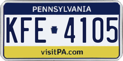 PA license plate KFE4105