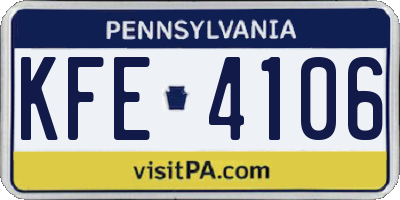 PA license plate KFE4106
