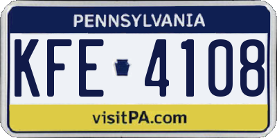 PA license plate KFE4108