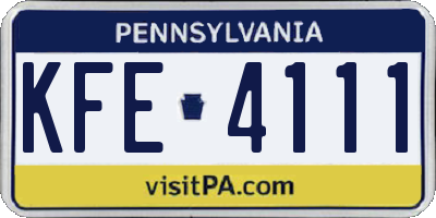 PA license plate KFE4111