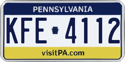 PA license plate KFE4112