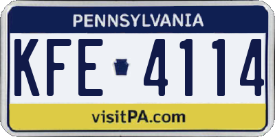 PA license plate KFE4114