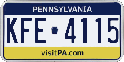 PA license plate KFE4115