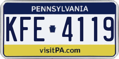 PA license plate KFE4119