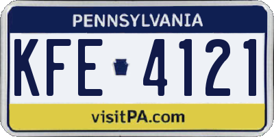 PA license plate KFE4121
