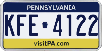 PA license plate KFE4122