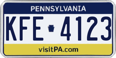 PA license plate KFE4123