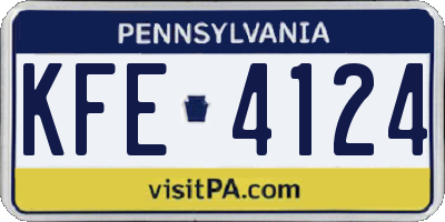 PA license plate KFE4124