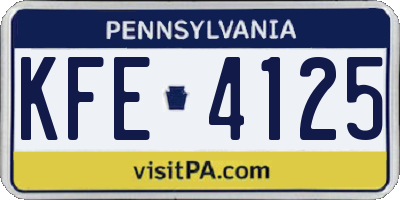 PA license plate KFE4125