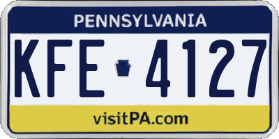 PA license plate KFE4127