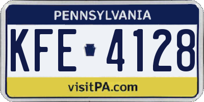PA license plate KFE4128