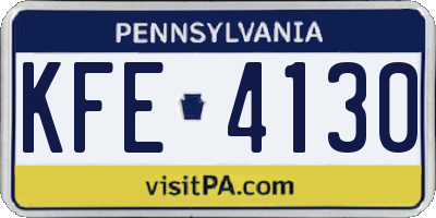 PA license plate KFE4130