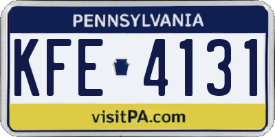 PA license plate KFE4131
