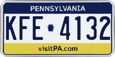 PA license plate KFE4132