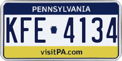 PA license plate KFE4134