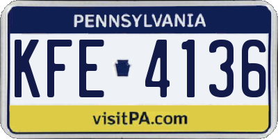 PA license plate KFE4136