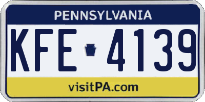 PA license plate KFE4139
