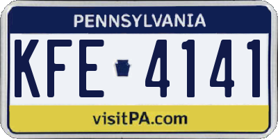 PA license plate KFE4141