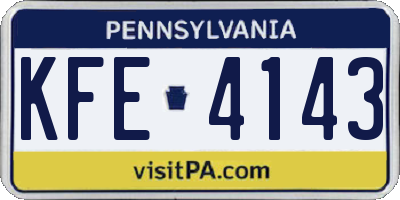 PA license plate KFE4143