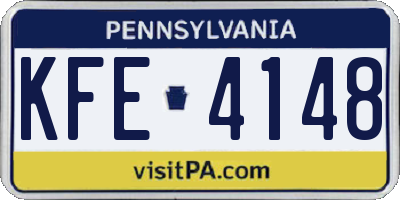 PA license plate KFE4148