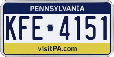 PA license plate KFE4151
