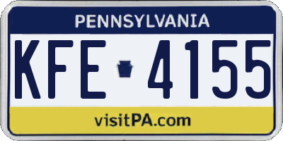 PA license plate KFE4155
