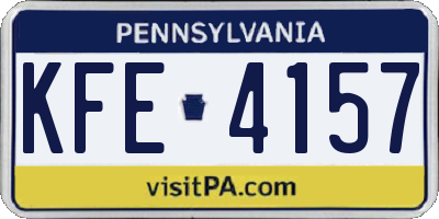 PA license plate KFE4157