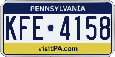 PA license plate KFE4158