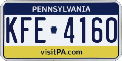 PA license plate KFE4160