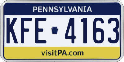 PA license plate KFE4163