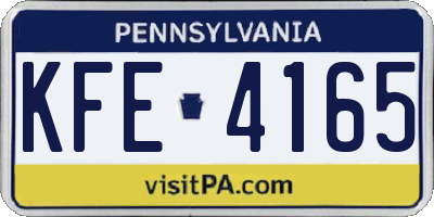 PA license plate KFE4165