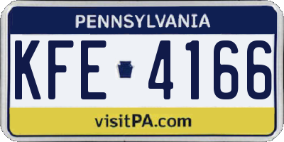 PA license plate KFE4166