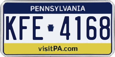 PA license plate KFE4168