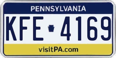 PA license plate KFE4169