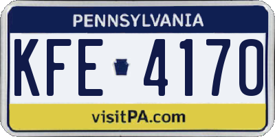 PA license plate KFE4170