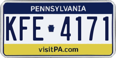 PA license plate KFE4171