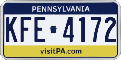 PA license plate KFE4172