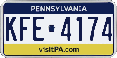 PA license plate KFE4174