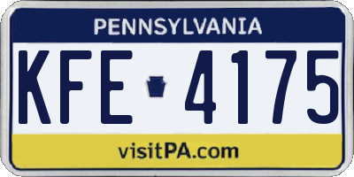 PA license plate KFE4175