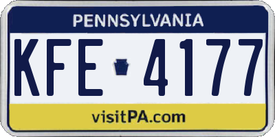 PA license plate KFE4177