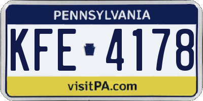 PA license plate KFE4178