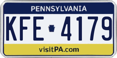 PA license plate KFE4179